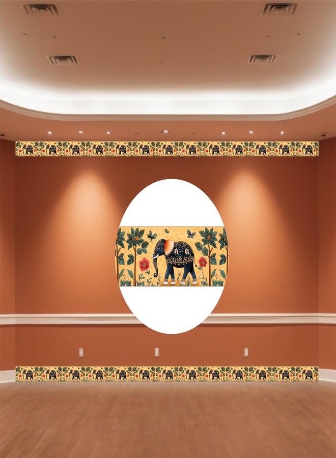 ATTRACTSO - Pichwai Wall Border Peel & Stick 10 ft x 5 inch | for Home Decor, Tiles, Kitchen, Door Entrance, Floor Decoration - Vinyl matt Finish Laminated Waterproof Roll (Elephant) - Image 5